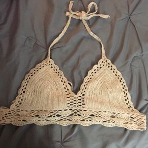 Cream color crochet bikini top